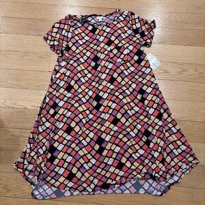 NWT NEW LuLaRoe Womens Dress Carly L Pink Geometric Slinky Pocket LULA ROE C37